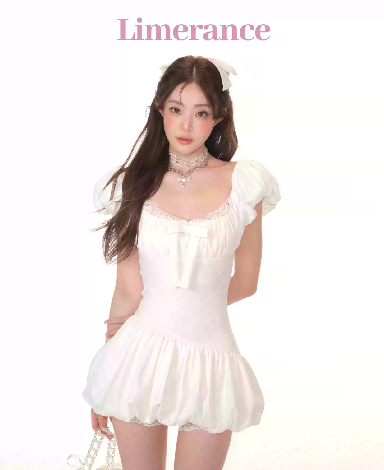 White lace dress / top with ribbon detail