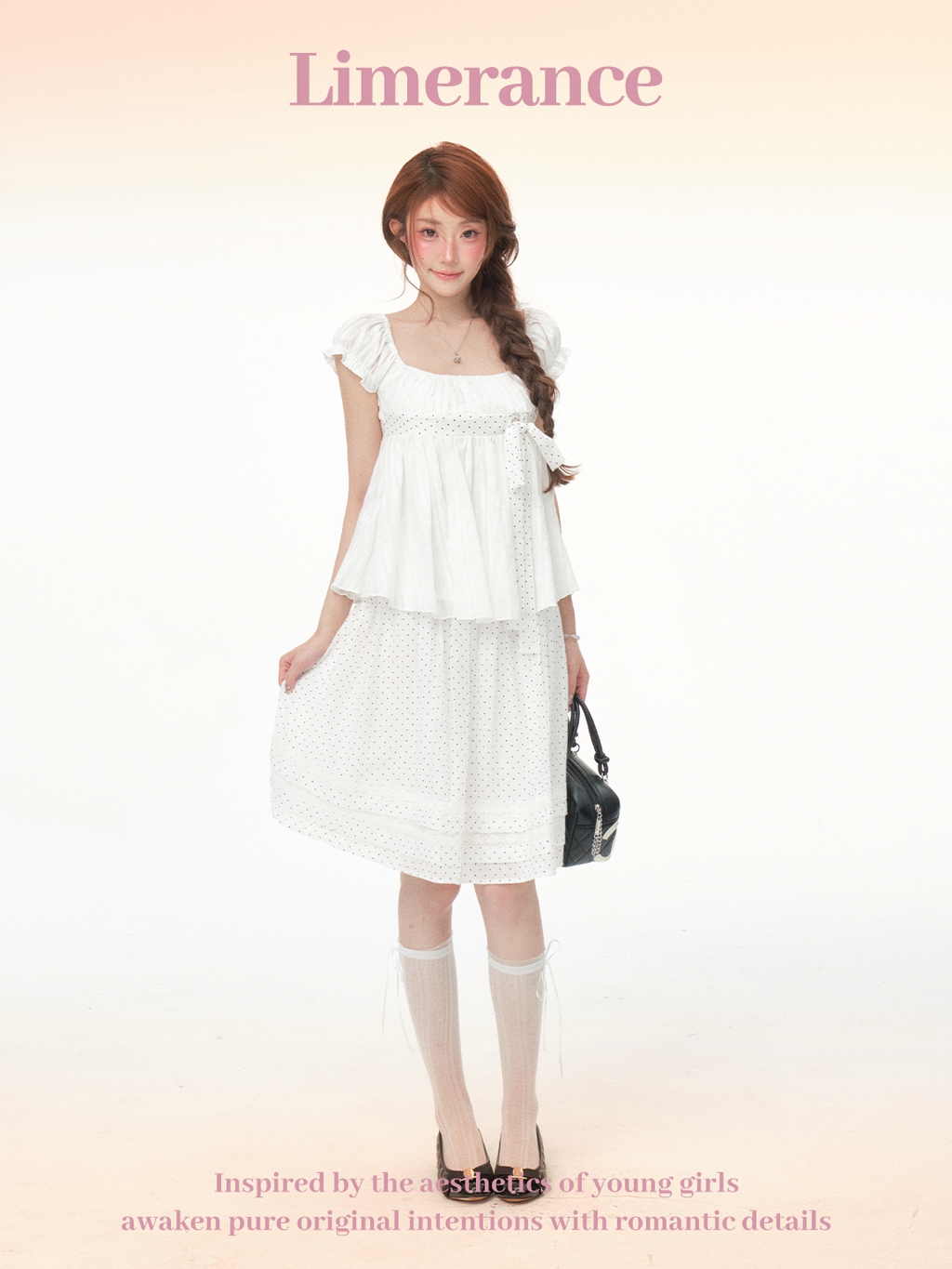 Bubble sleeve a-line top and cake shorts set