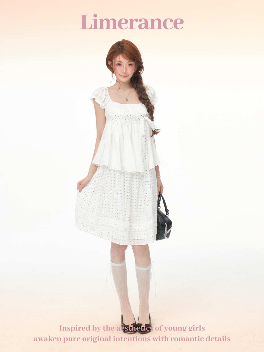 Bubble sleeve a-line top and cake shorts set