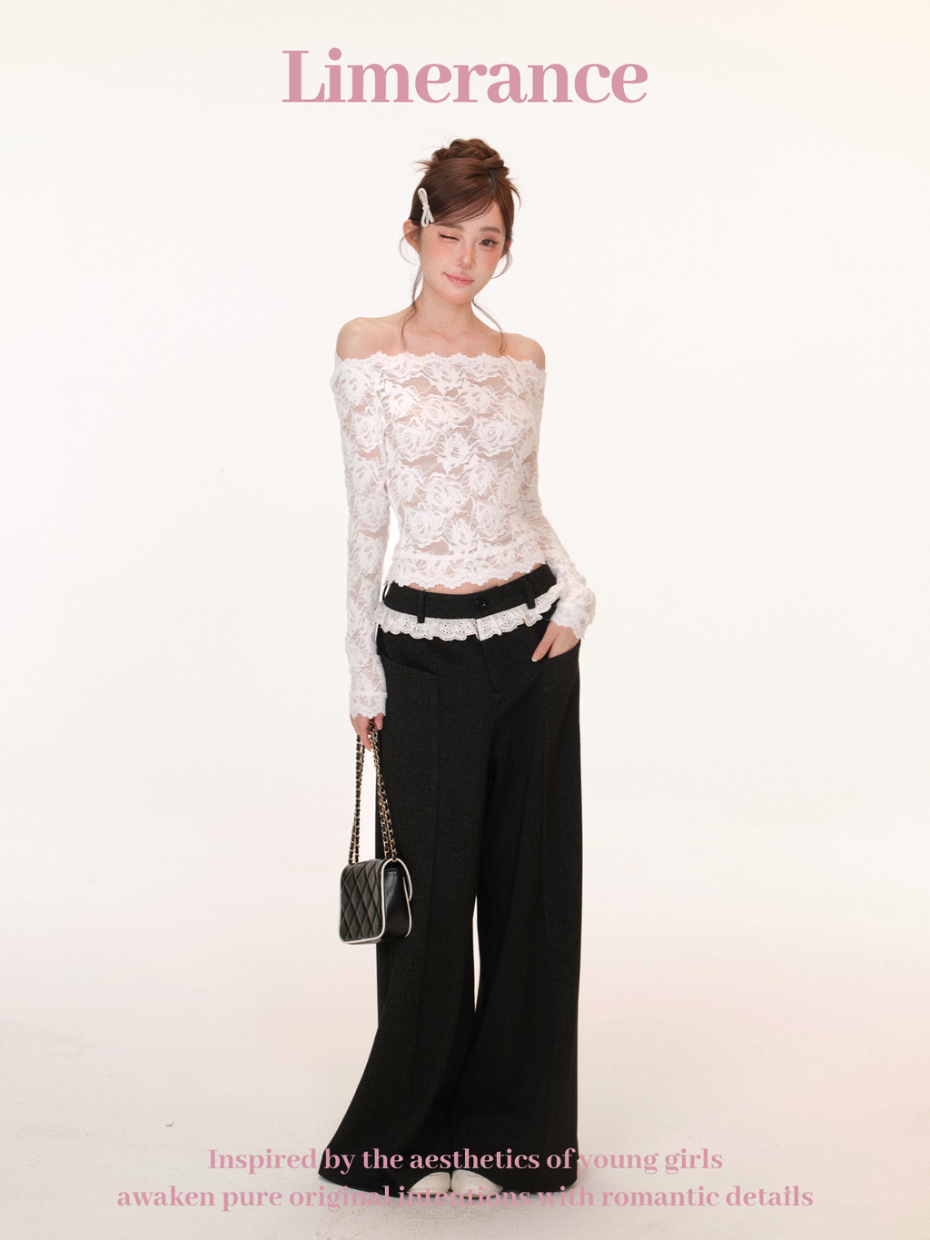 Off-shoulder lace textured top with back bow details