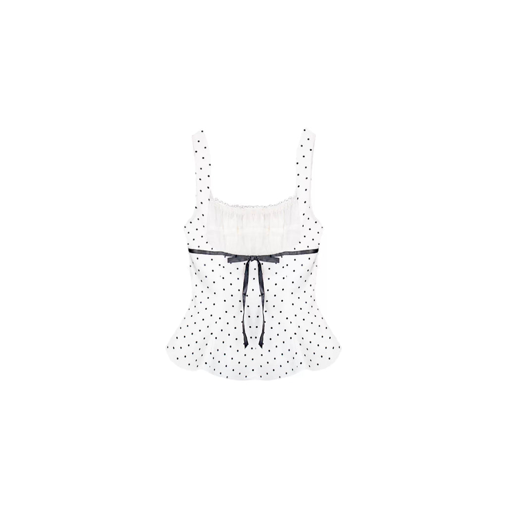 Polka dot cami top, cardigan and shorts set