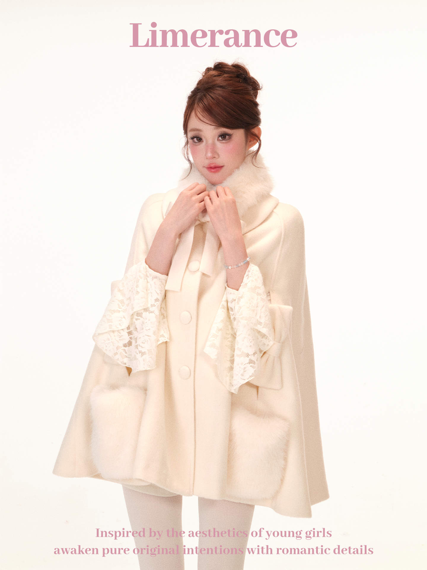Quilted cape coat with removable pockets and scarf