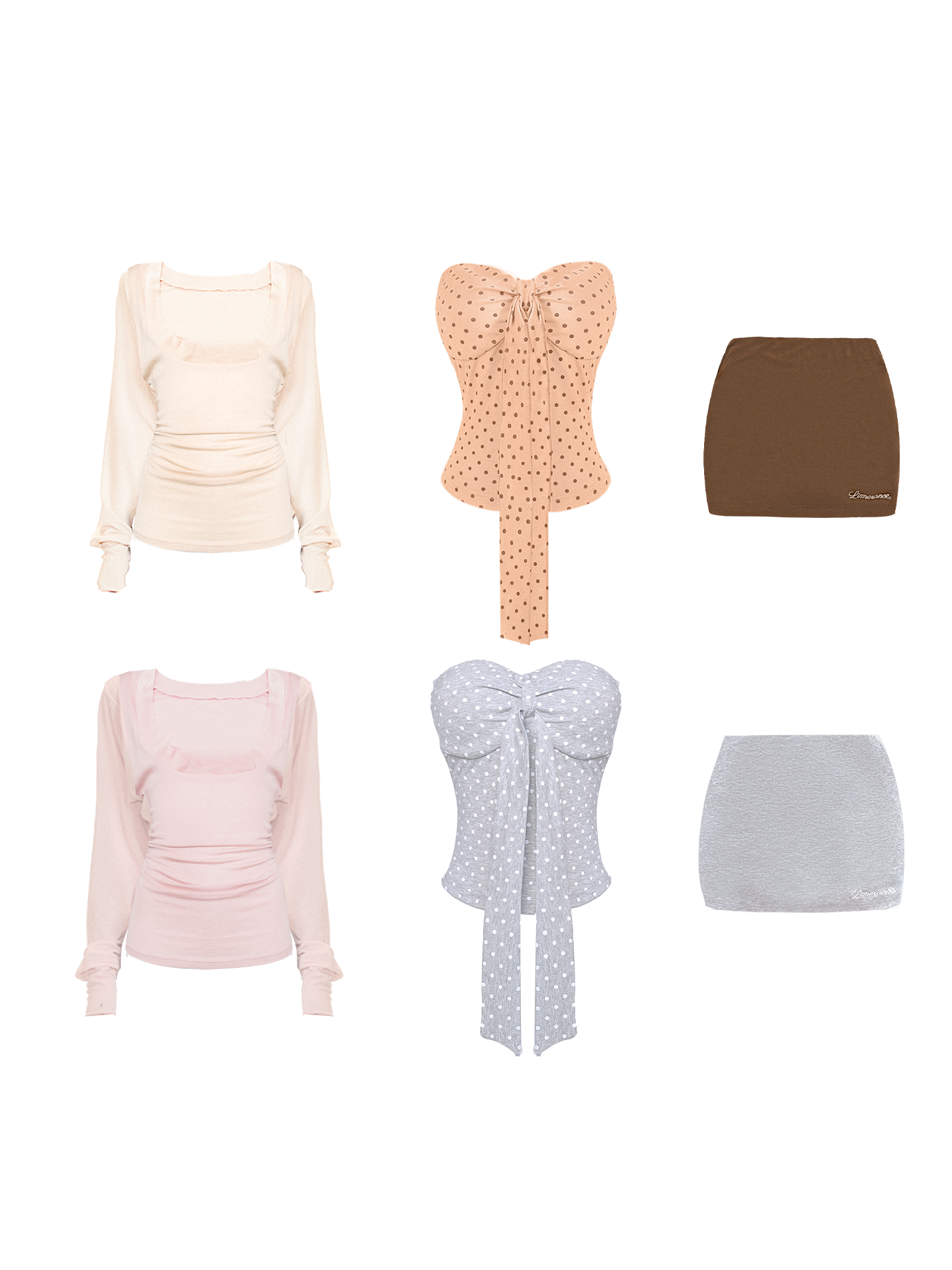 Three-piece set: long sleeve top + bustier + skirt