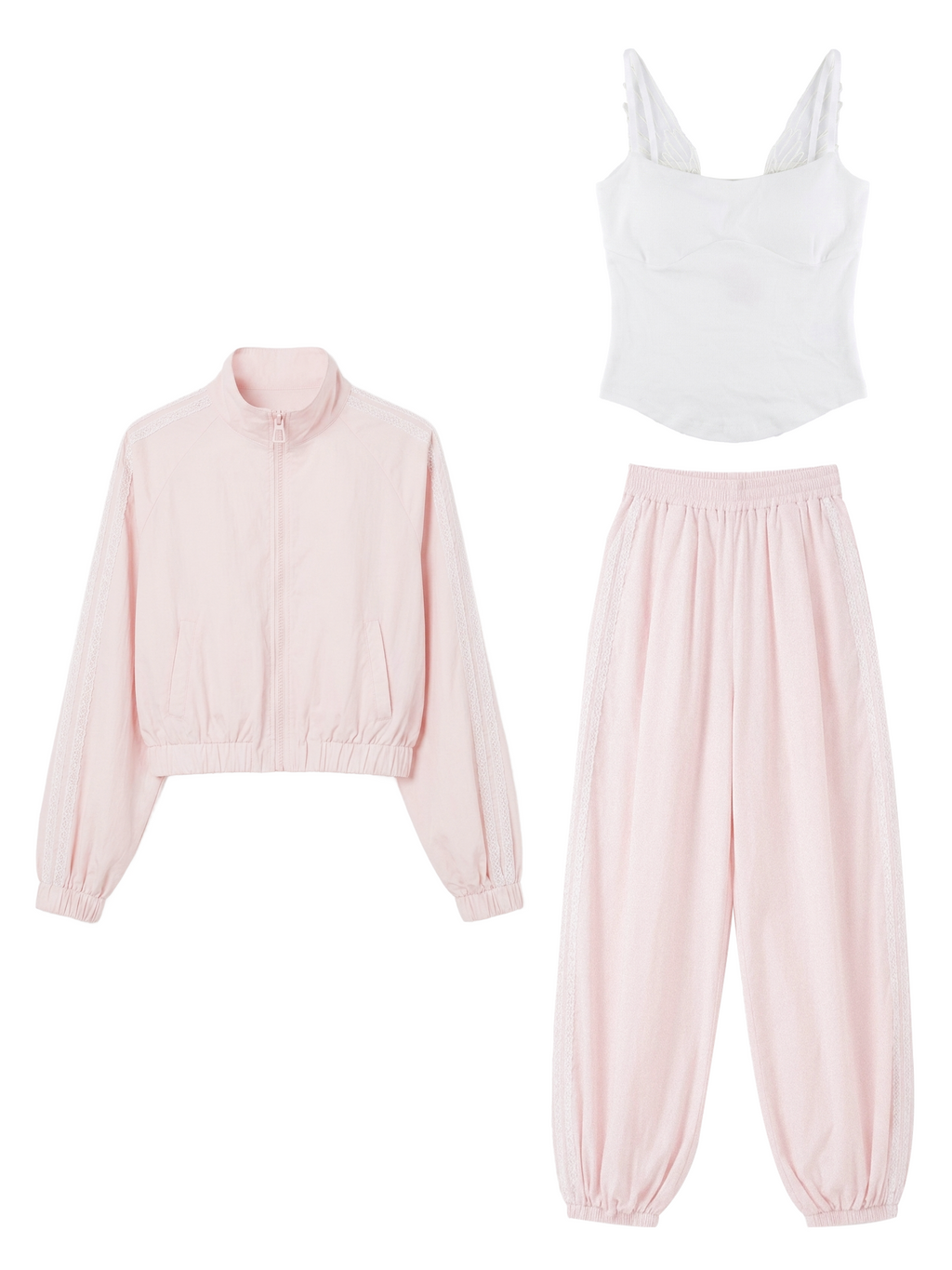 Lychee pink tracksuit set with angel wings top