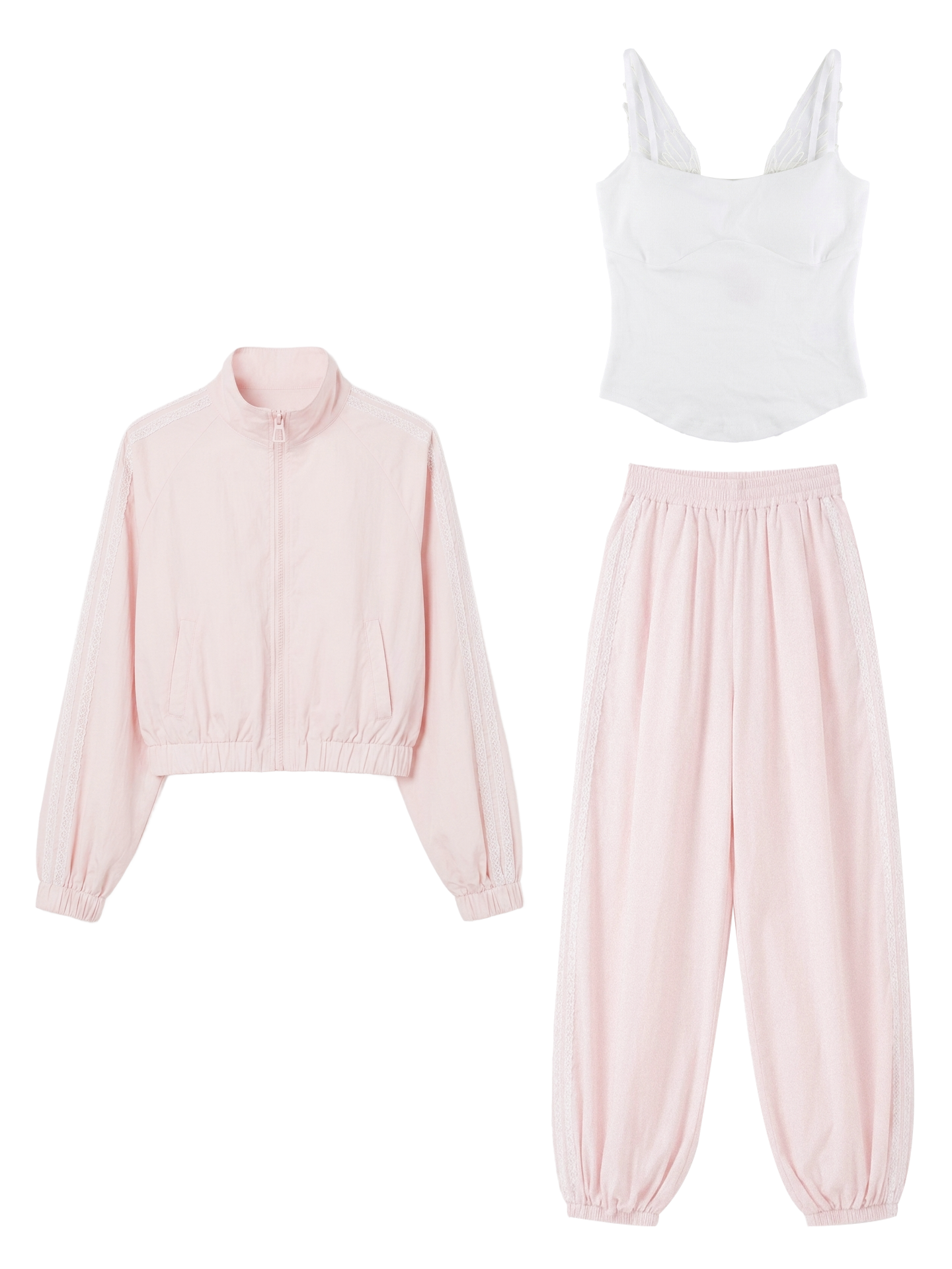 Lychee pink tracksuit set with angel wings top