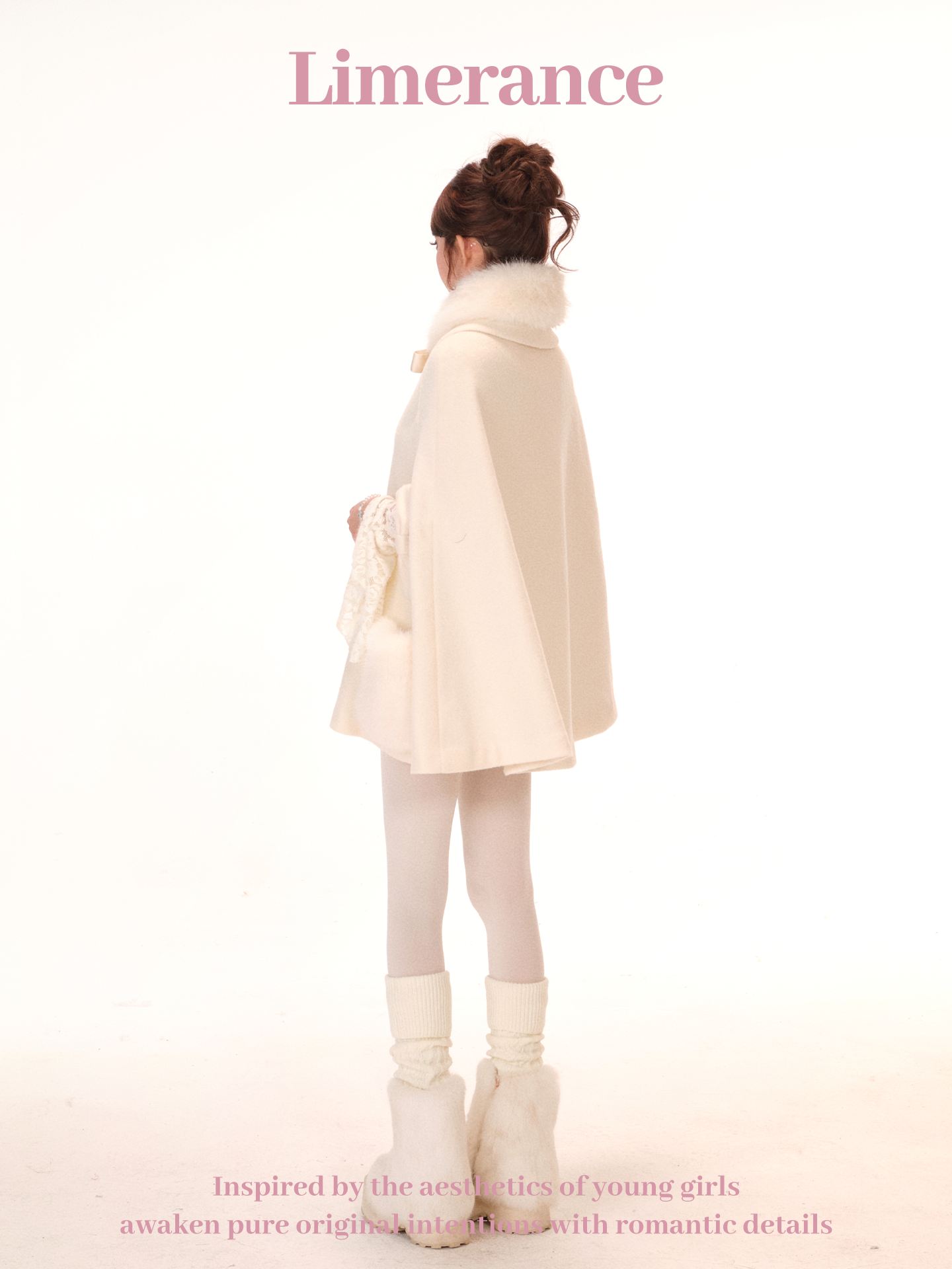Quilted cape coat with removable pockets and scarf