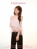 Pink ruffled a-line top with straps