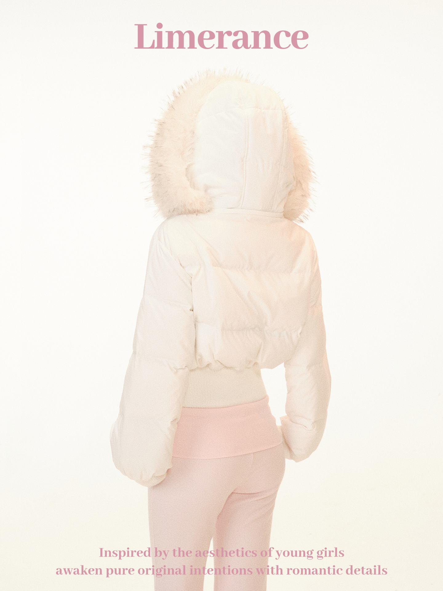 Lightweight down puffer jacket with hood and fur collar